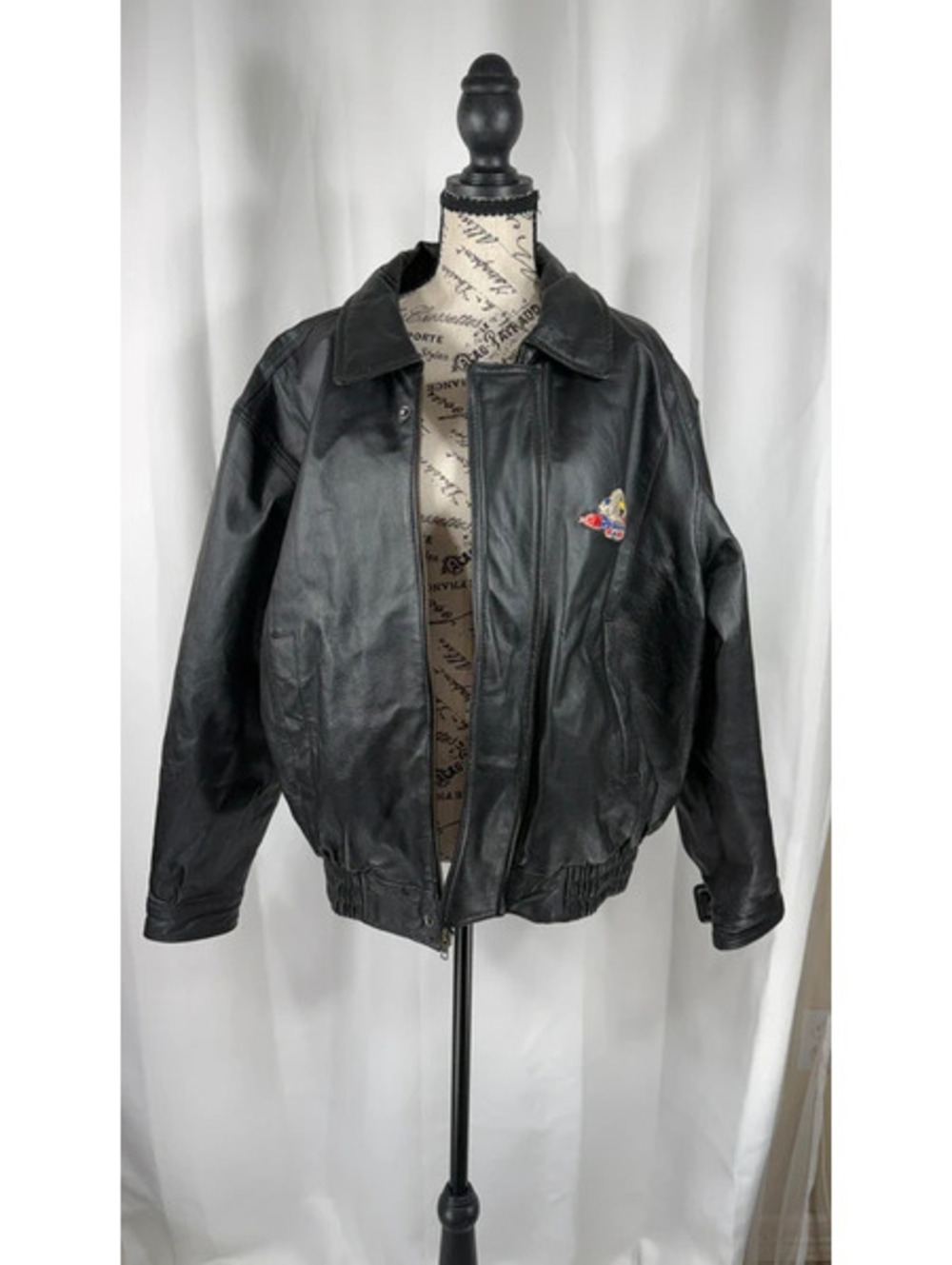 Load Trail Genuine Pig Leather Bomber Jacket Mens M Trucker Patch